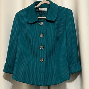 TAHARI TEAL JACKET, TEXTURED FABRIC, SWING CUT 16W